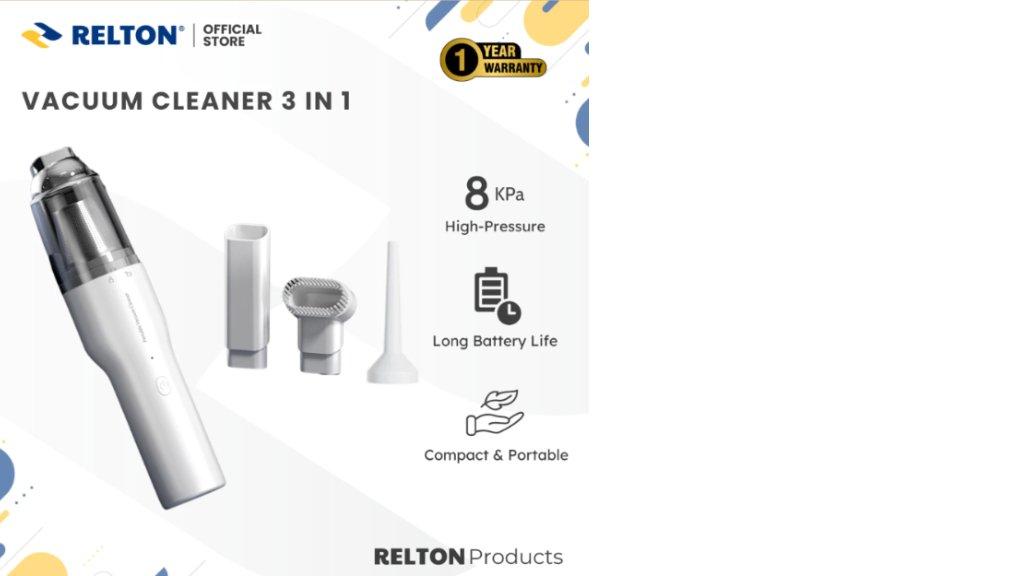 RELTON Vacuum Cleaner Mobil Mini Portable Cordless Penyedot Debu Portabel Vakum Cleaner Multifungsi
