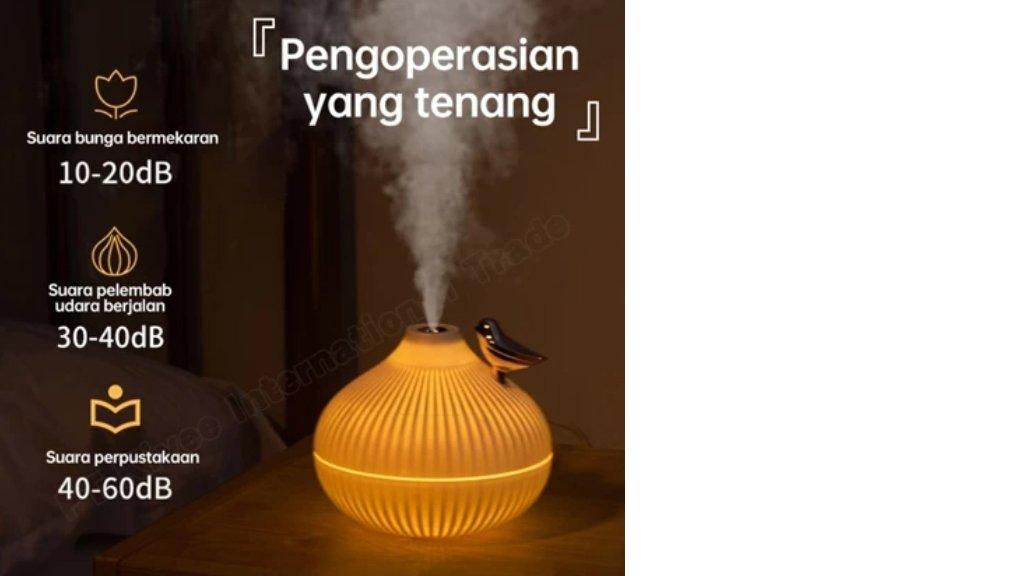 SAERIS Humidifier Mini Portable 300ml Lampu Tidur Type-C Aroma Terapi Burung Lucu