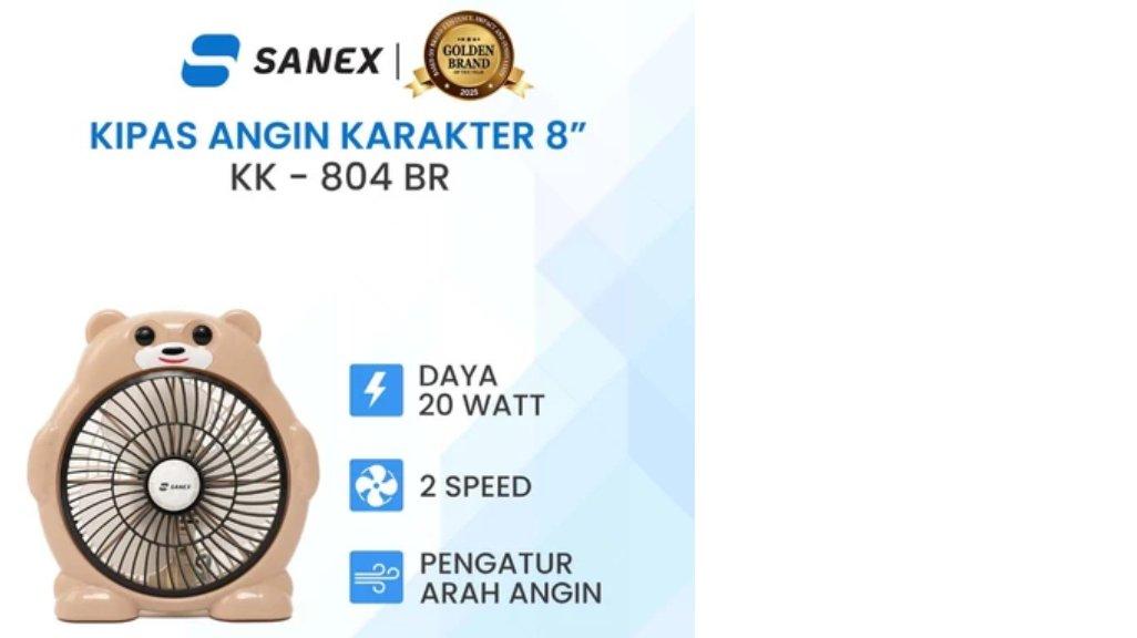 SANEX Kipas Angin Karakter Beruang 8 Inch KK-804 BR