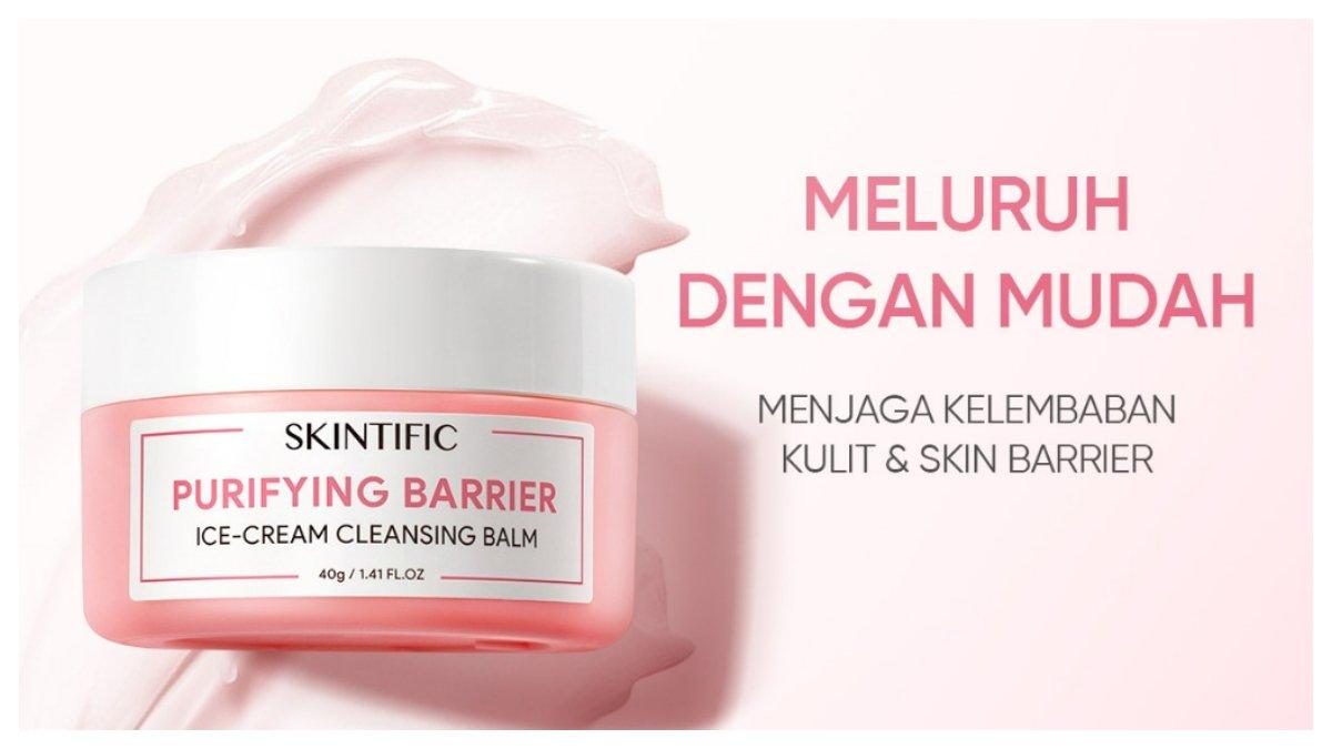 SKINTIFIC Purifying Barrier Ice Cream Cleansing Balm jadi salah satu rekomendasi terbaik.
