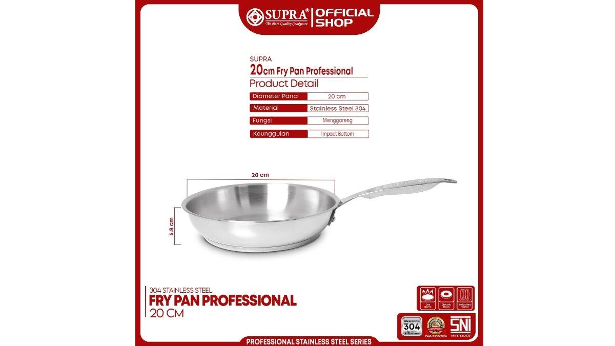 SUPRA Stainless Steel SUS 304 Frypan 20 Cm Professional Series