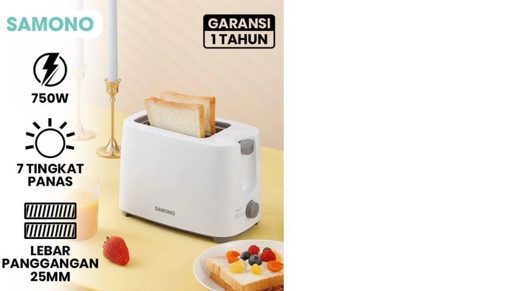 Samono 500W Toaster Pemanggang Roti Listrik Bread Toaster 7 Tingkat Panas 2 Sisi SW-TW750