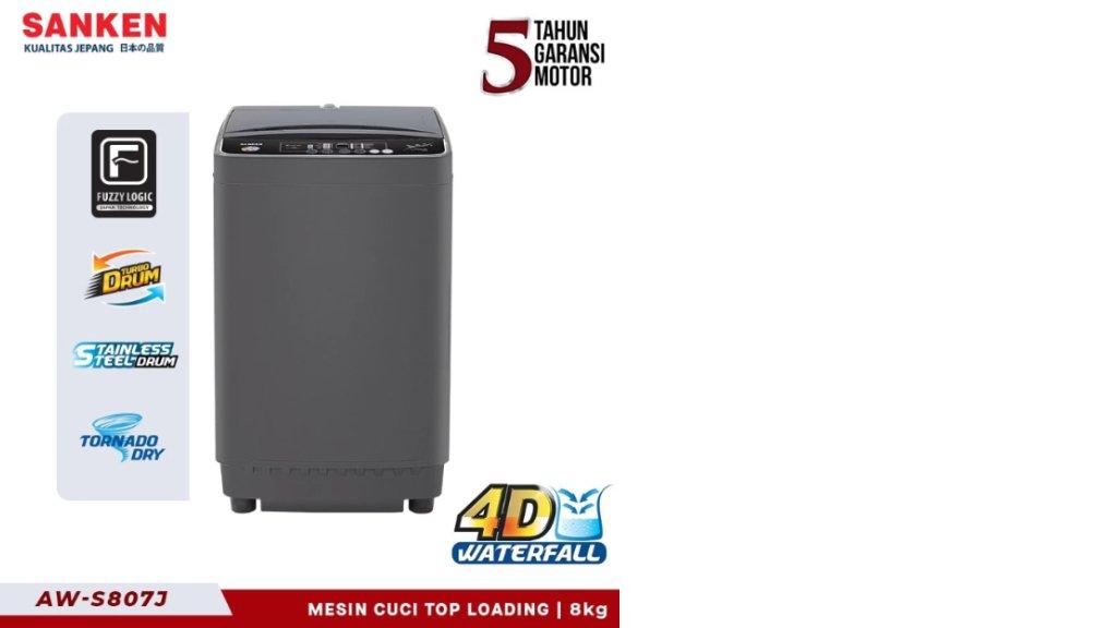 Sanken Mesin Cuci 1 Tabung 8 Kg AW-S807J Top Loading