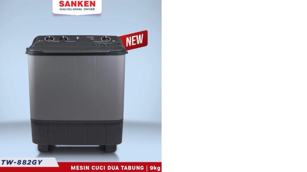 Sanken Mesin Cuci 2 Tabung TW-882GY Twin Tub 9Kg Silver