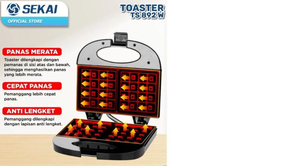 Sekai Waffle Toaster TS 892 W / Pemanggang Roti