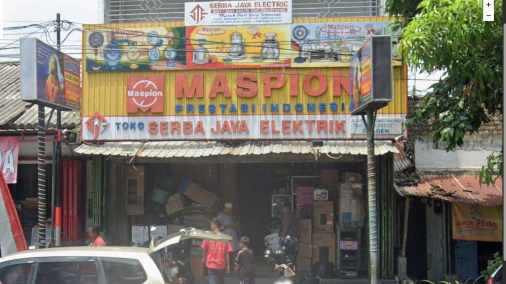 Foto Toko Serba Jaya Elektrik di Jl. Sukowati No.480, Dusun Kebayanan Sragen Manggis, Sragen Wetan, Kecamatan Sragen, Kabupaten Sragen, Jawa Tengah 57214, yang diambil Google Maps pada April 2024.