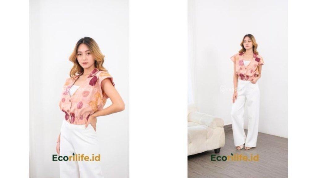 Sheila Vest Baju Wanita Cotton Motif Ecoprint