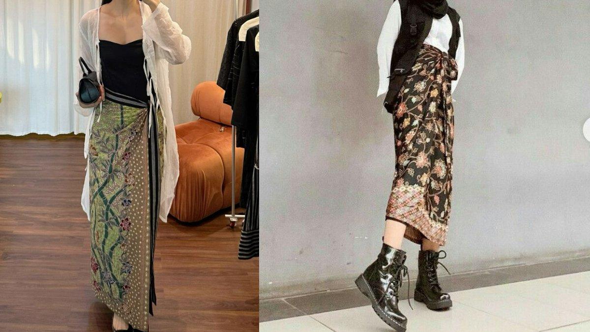 Salah satu trik paling efektif agar kain batik terlihat modern adalah dengan mengenakannya sebagai rok lilit model high waist.