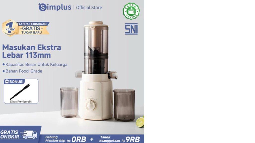 Simplus Blender 200W Slow Juicer Cold Press 113mm Easy Juice Cerat Lebar Sari Jus dan Ampas Terpisah