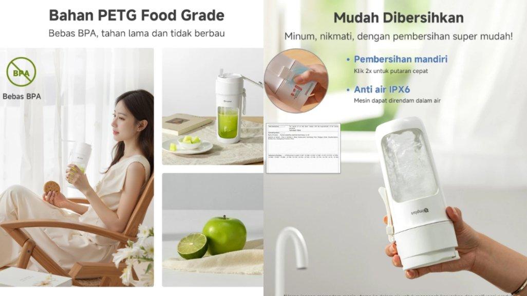 Simplus Blender Portabel Juicer Multifungsi Gelas Siap Minum 10 Set Pisau Jus Buah dan Sayur