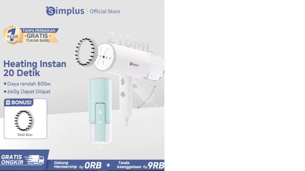 Simplus Setrika Uap low watt 800w Lipat Ringan Steamer Foldable Handheld Portable