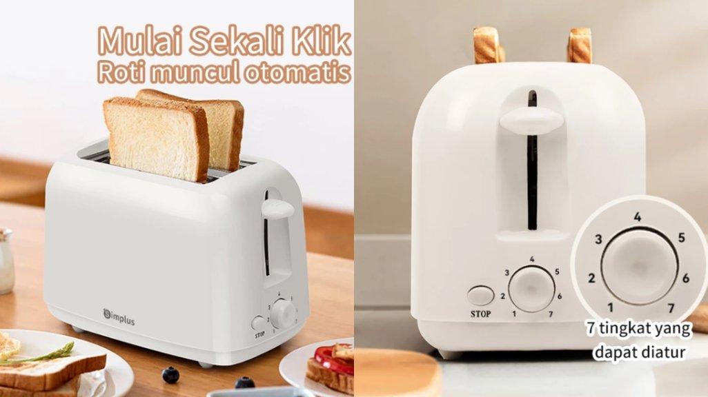 Simplus Toaster Pemanggang Roti Elektrik Otomatis Sandwich Low Watt 7 Tingkat Suhu 2 Slot