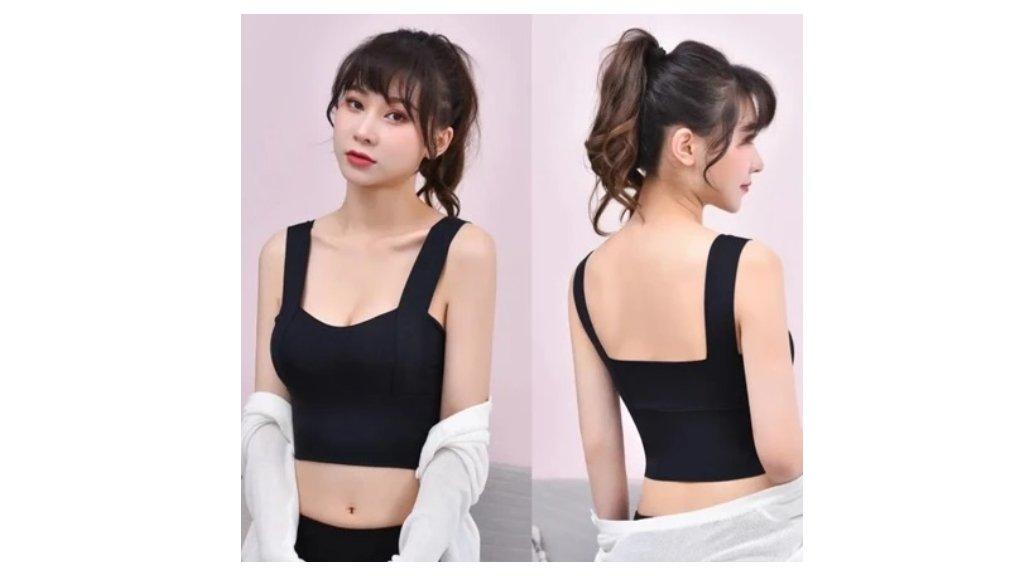Smile Bra Sport Crop Top Square Neck Seamless Olahraga Gym Push up 1077