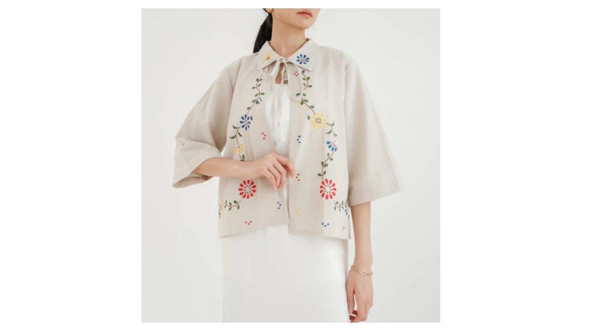Soedi Diary - Noura Outer Bordir Bunga Linen