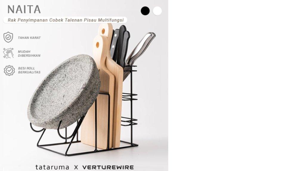 TATARUMA X VERTUREWIRE Naita - Rak Dapur Tempat Penyimpanan Dudukan Cobek Talenan Pisau Multifungsi