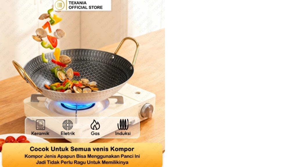 TEXANIA Wajan Stainless Steel Anti Lengket Premium Kuali Stainless Serbaguna 24cm