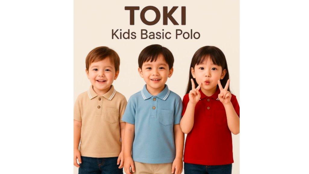 TOKI Kids Kaos Polo Anak Baju Anak Usia 1–12 Tahun Katun Pique