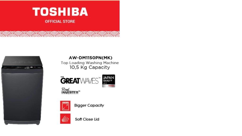 TOSHIBA Mesin Cuci - Washing Machine Top Load 10.5kg AW-DM1150PN-MK - Inverter