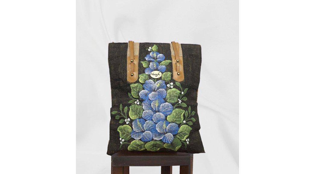 Tas Lukis Bahan Goni Kombinasi Kulit