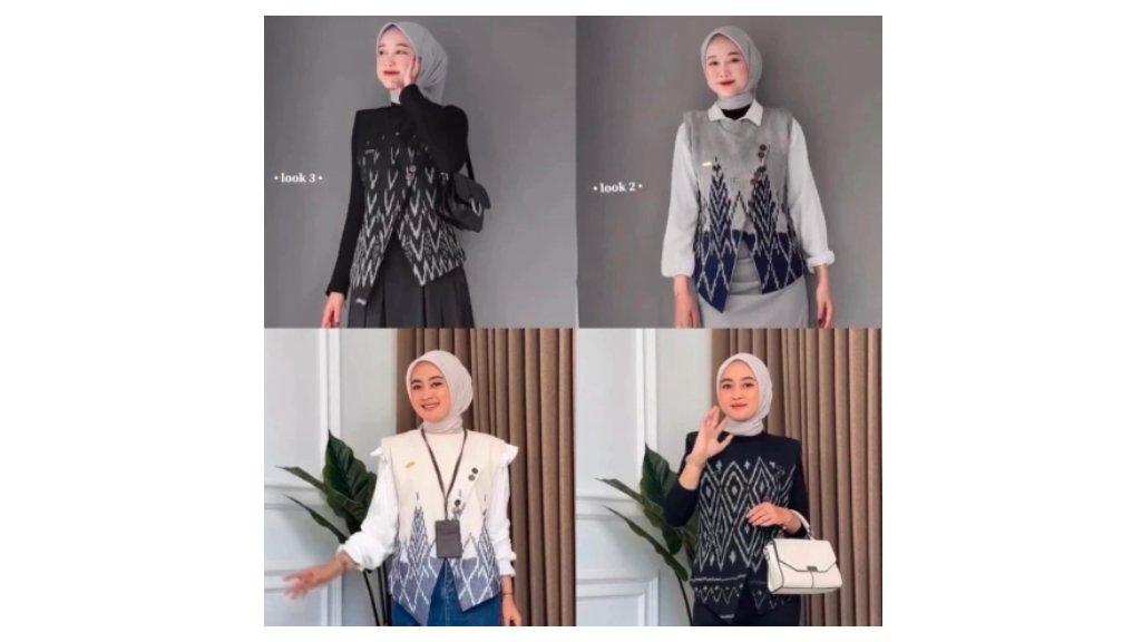 Tenun Etnik Majawana - Vest Tenun Olivia Kantor Katun Premium