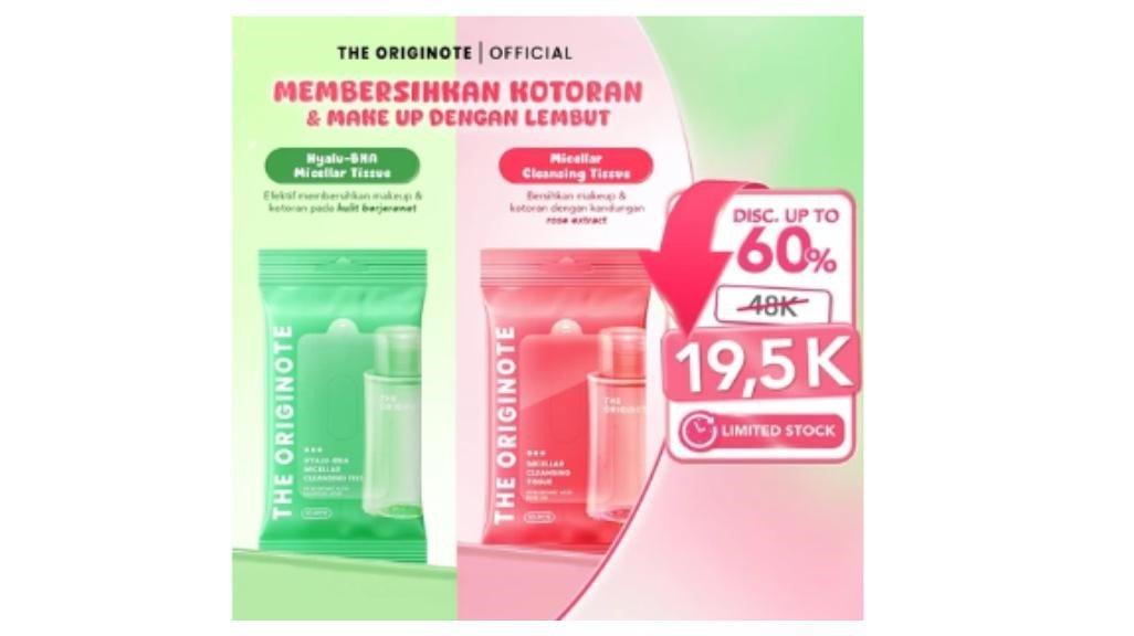 2 Varian The Originote Cleansing Tissue Makeup Remover Wipes, Kenali Manfaatnya Sesuai Jenis Kulit - Tribunshopping.com