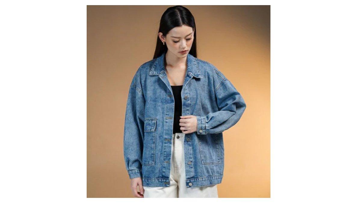 This Is April Rowey Jaket Jeans Wanita Oversized Outerwear Korea