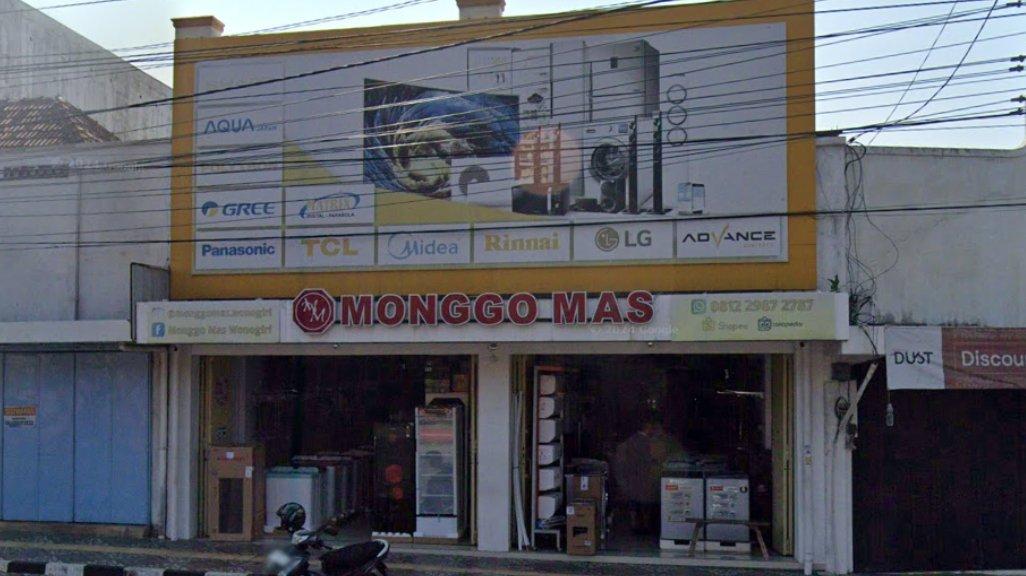 Foto Toko Monggo Mas Elektronik di Jl. Jend. Sudirman No.27, Sabggrahan, Giritirto, Kecamatan Wonogiri, Kabupaten Wonogiri, Jawa Tengah 57612, yang diambil Google Maps pada Maret 2024.