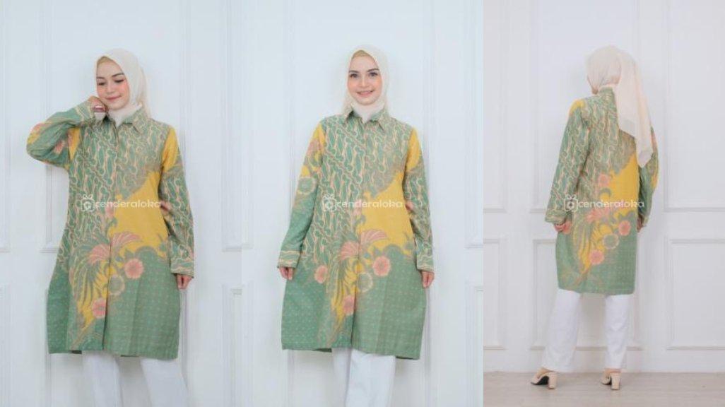 Tunik Batik Wanita Modern Kekinian Motif Flora Fauna