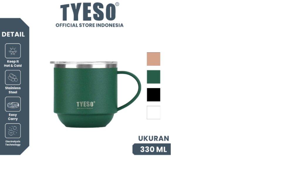 Tyeso Gelas Coffee Mug 330ml TS-8825 Stainless Steel Double Vacuum Insulated Tahan Panas 8 Jam