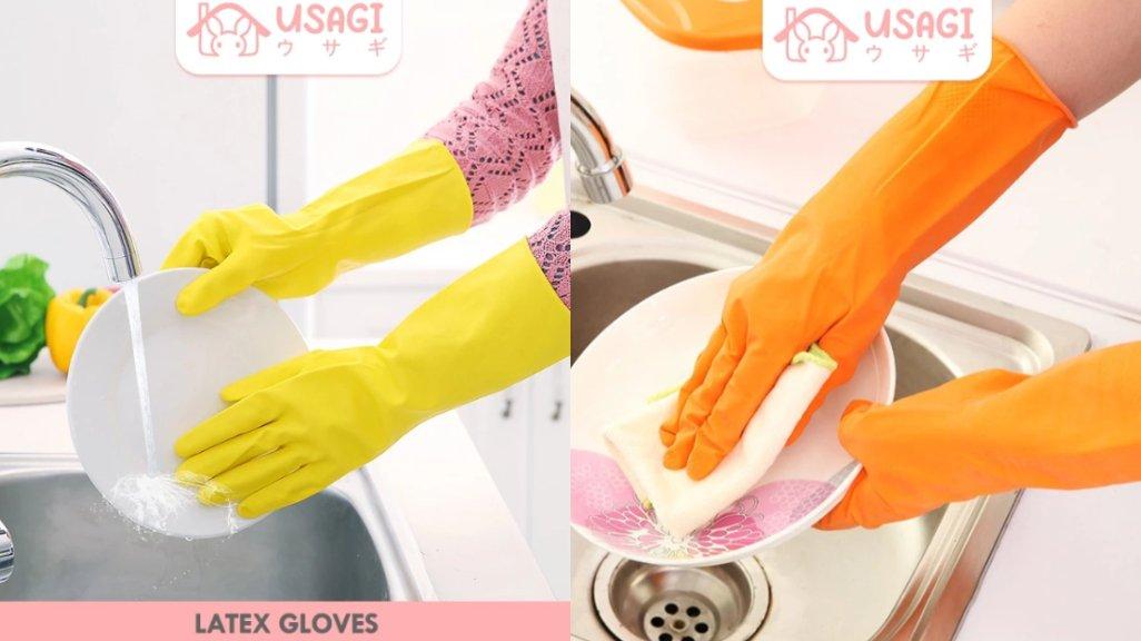 Usagi Official - Kitchen Latex Gloves / Sarung Tangan Dapur Cuci Piring / Sarung Tangan Anti Air Waterproof