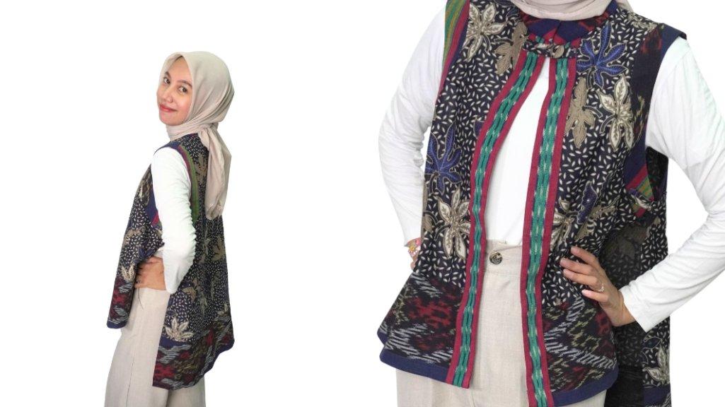Vest Outer Batik Navy