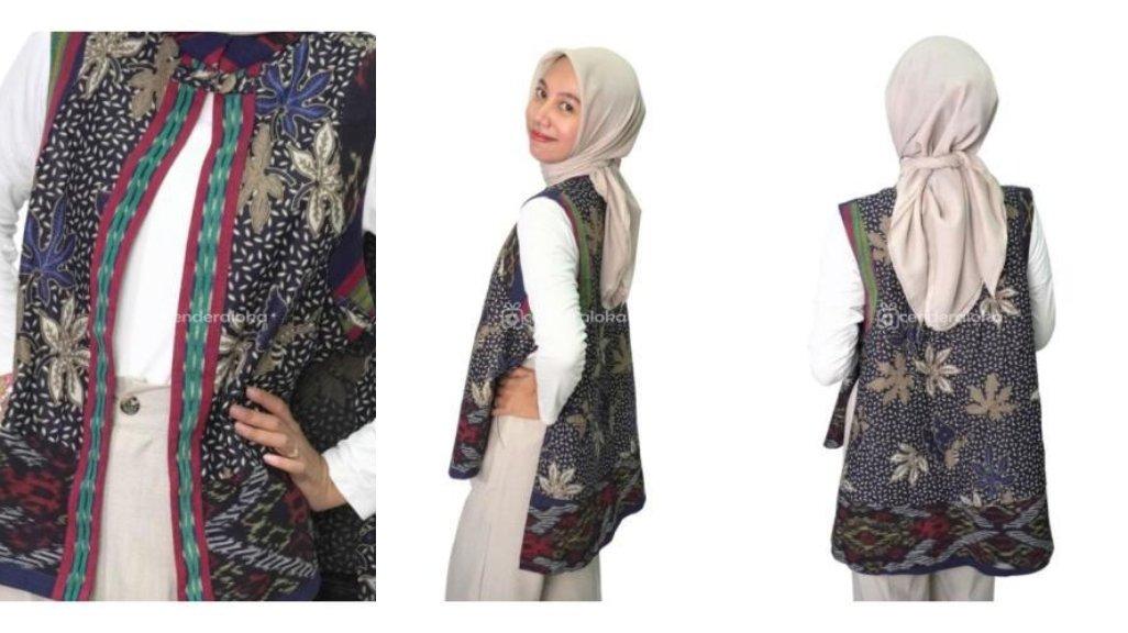 Vest Outer Batik Navy