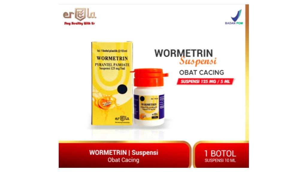 WORMETRIN Suspensi / Obat Cacing Anak dan Dewasa - Rasa Jeruk / 1 Botol @10 ml