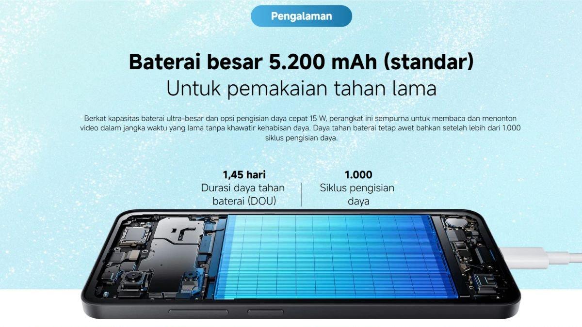 Ilustrasi Redmi A5 yang hadir dengan dukungan baterai 5.200 mAh