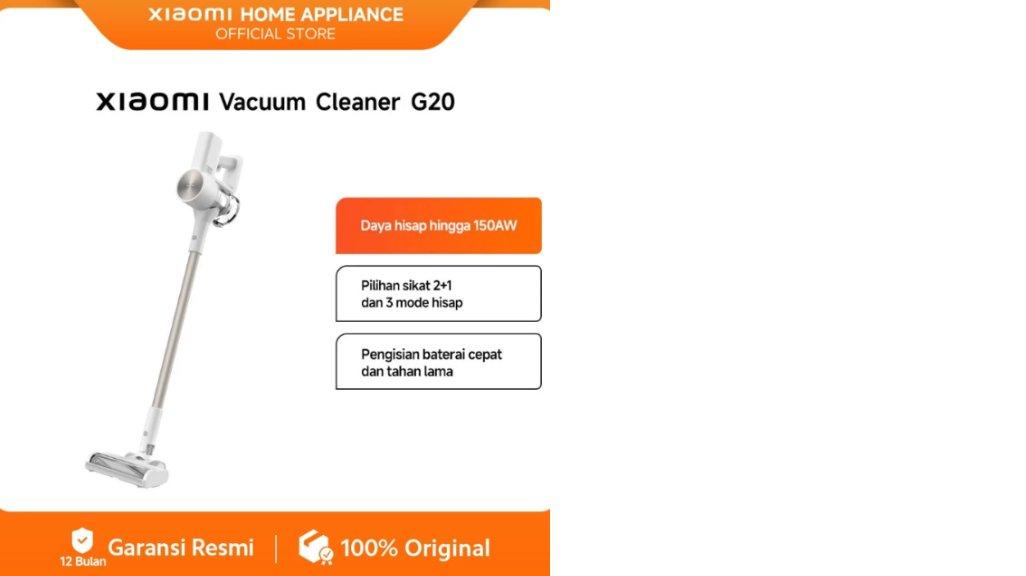 Xiaomi Vacuum Cleaner G20 | Daya Hisap 150 AW | Pilihan sikat 2+1 | 3 Mode hisap | Pengisian baterai cepat dan tahan lama