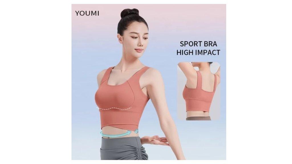 YOUMI Sport Bra Wanita Push-Up High Impact Gym Yoga Senam Fitness Running Tennis Pilates