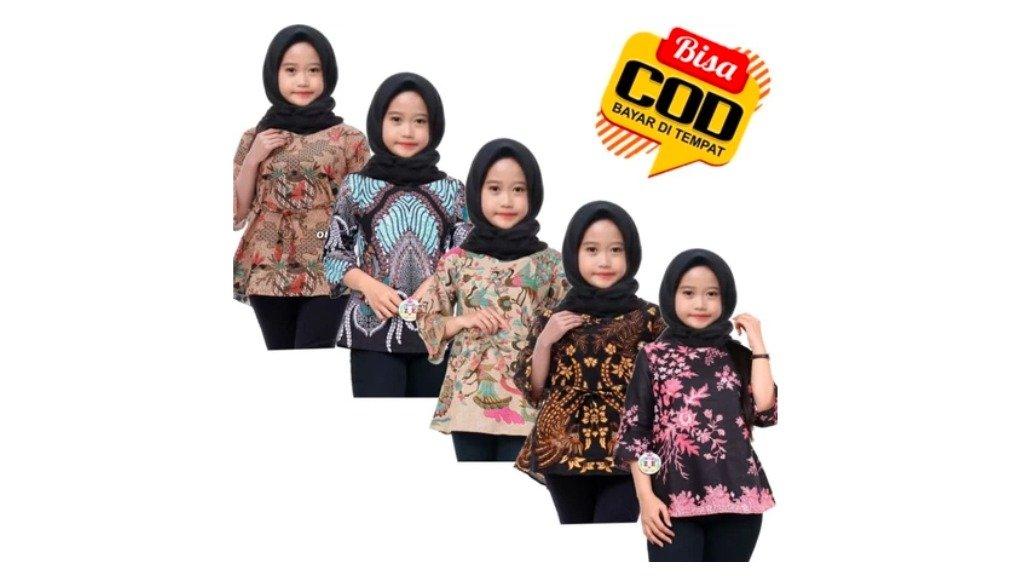 berkah_batikjaya12 - atasan blouse batik anak cewek umur 5 sampai 12 tahun | seragam muslim blouse anak cewek TPQ TPA