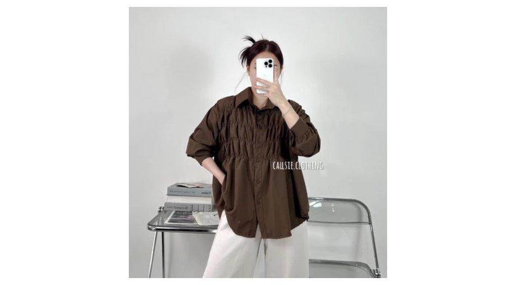 [ callsie ] - MOENA SHIRT POLYCOOL ( kemeja berkerah model kerut / kemeja ngantor/kemeja