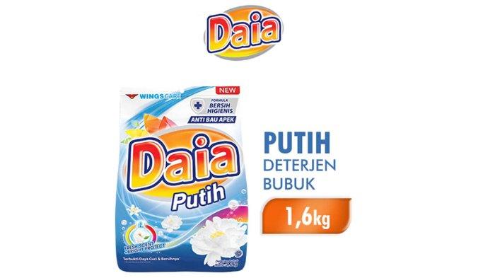 Daia Detergen Bubuk Putih beragam kemasan.