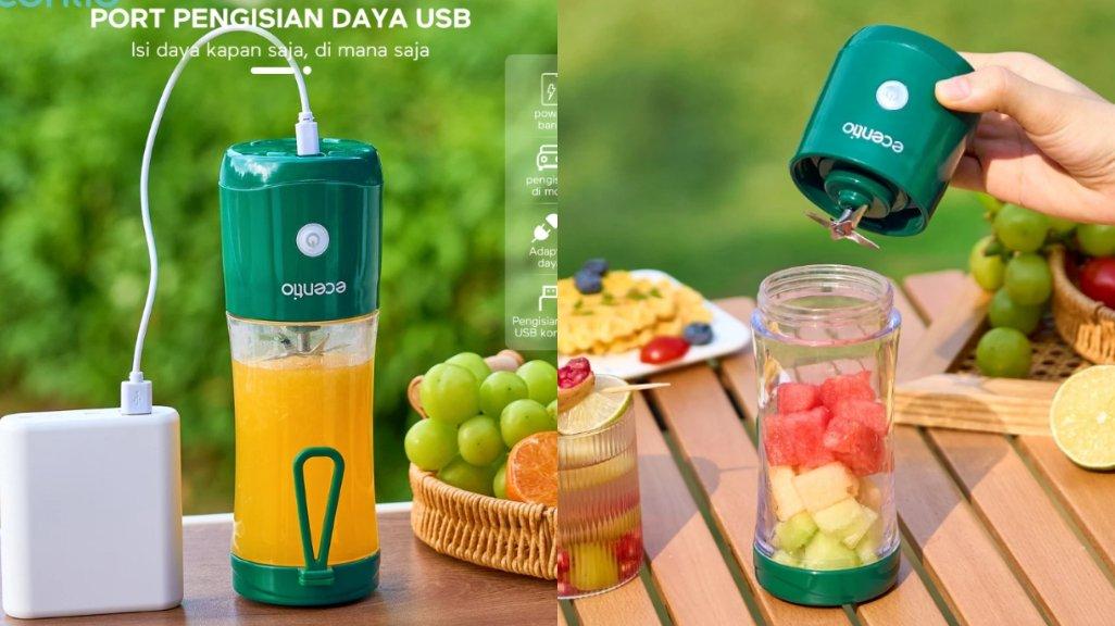 ecentio Blender Mini 6 Pisau Portable Juicer Ice Crusher Elektrik Pembuat baja tahan karat 304