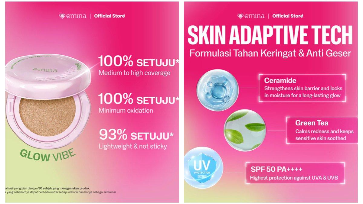 emina Glow Vibe 3in1 Skincare Cushion SPF 50 PA++++ 