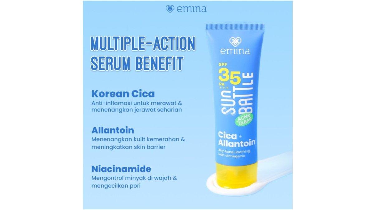 emina Sun Battle SPF 35 PA +++ Acne Clear Cica + Allantoin Airy Acne Soothing
