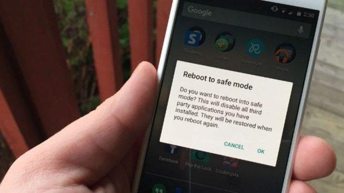 Ilustrasi jendela konfirmasi masuk ke safe mode pada HP