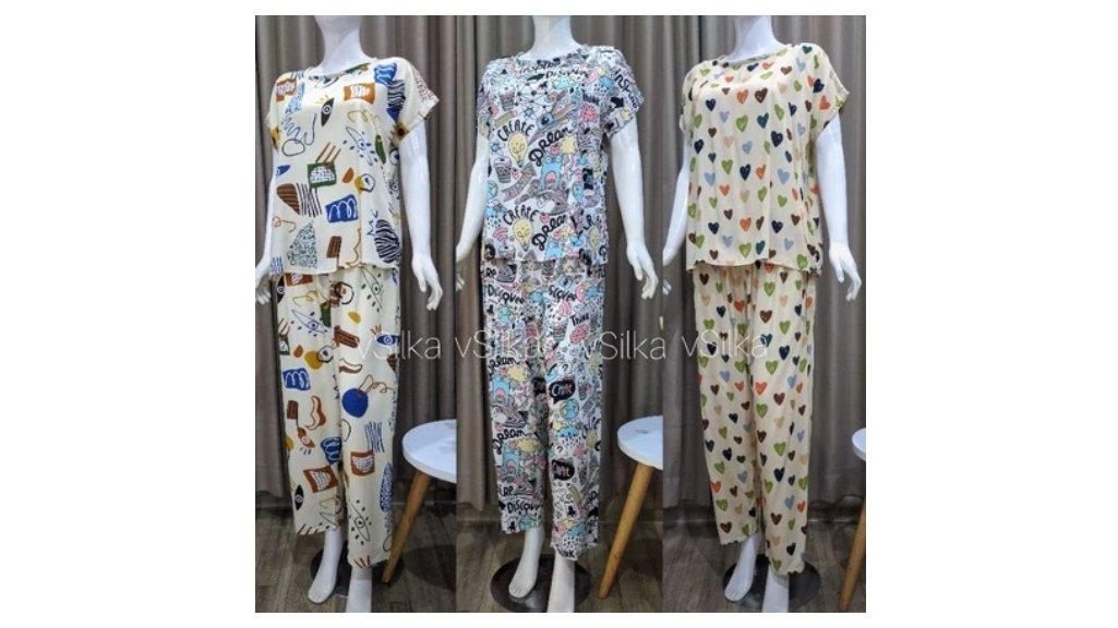 vSilka - Baju Tidur Wanita Piyama Rayon / Babydoll Rayon Motif Terupdate