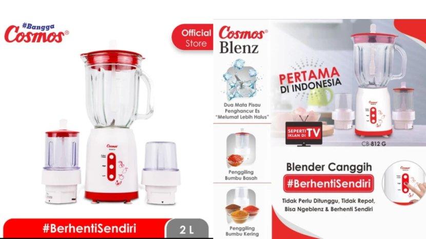 Review Lengkap 1 Set Cosmos Blender Kaca CB-812 G Kapasitas 2 Liter Bisa Berhenti Sendiri