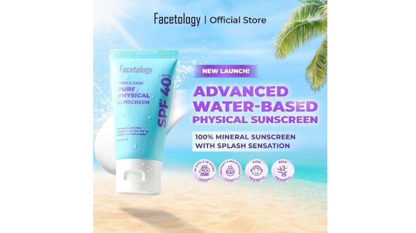Review Facetology Triple Care Pure Physical Sunscreen SPF 40 PA Manfaat, Kelebihan hingga Kekurangan
