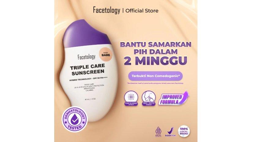 Review Facetology Triple Care Sunscreen Tinted: Manfaat, Kelebihan, Kekurangan