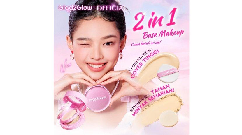 Glad2Glow 2in1 Perfect Pair Cushion Powder Foundation, Kombinasi 2 Alas Bedak dalam Satu Produk