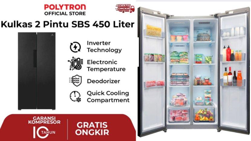 Review Lengkap Kulkas Side By Side Polytron PRS 451Y, Kelebihan dan Kekurangan
