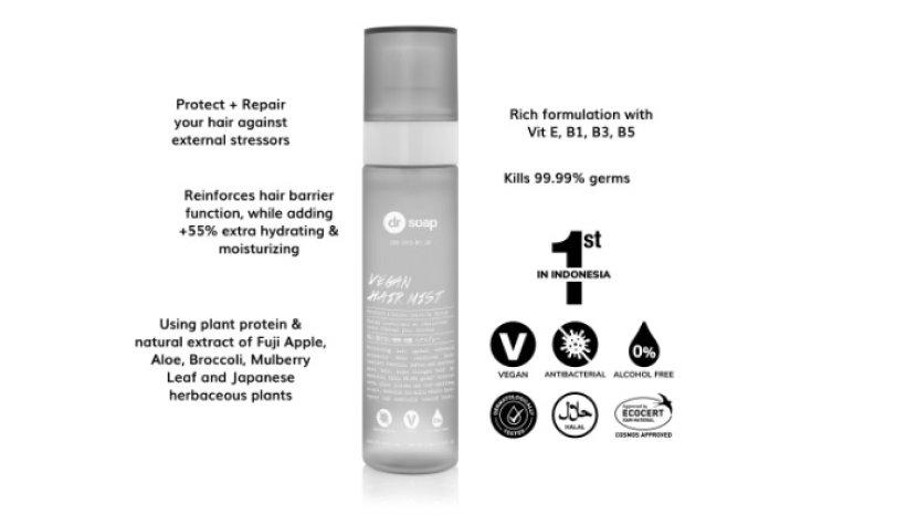 Rambut Bebas Kusut dengan dr soap Vegan Hair Mist